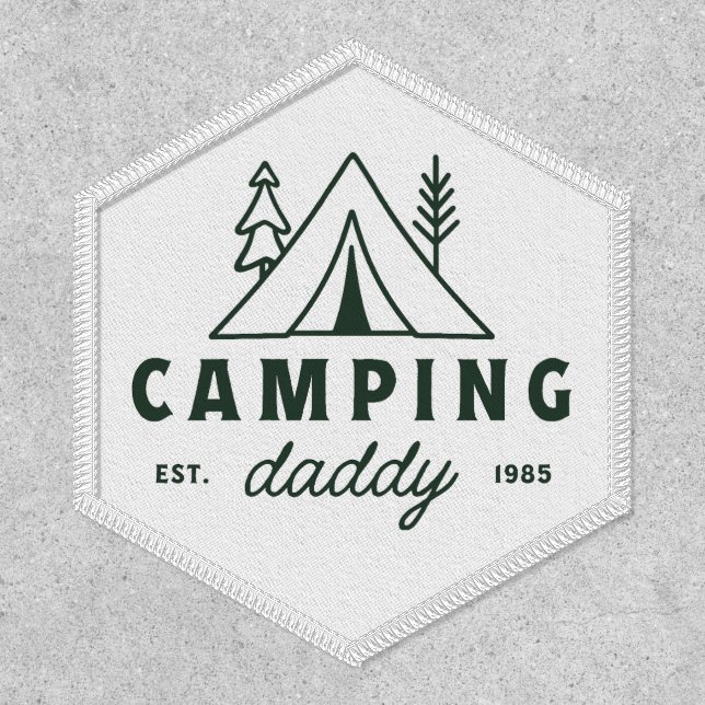 Camping daddy dad camper father green camp tent patch (Front)