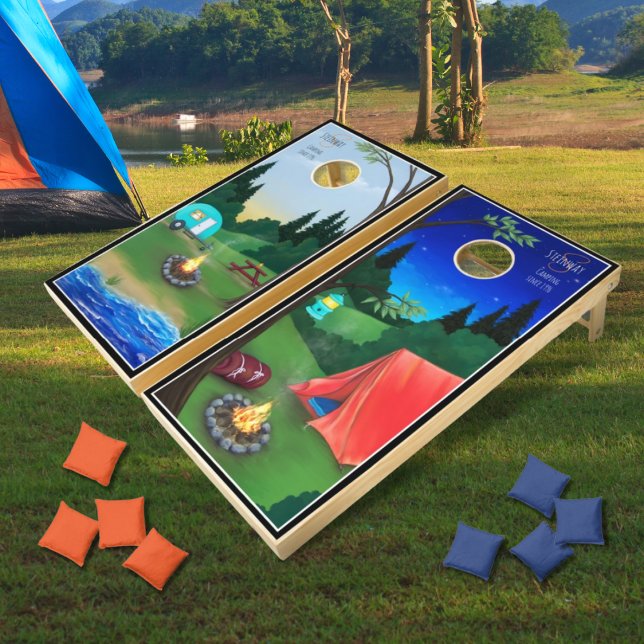 Camping Day and Night Cornhole Set (Creator Uploaded)