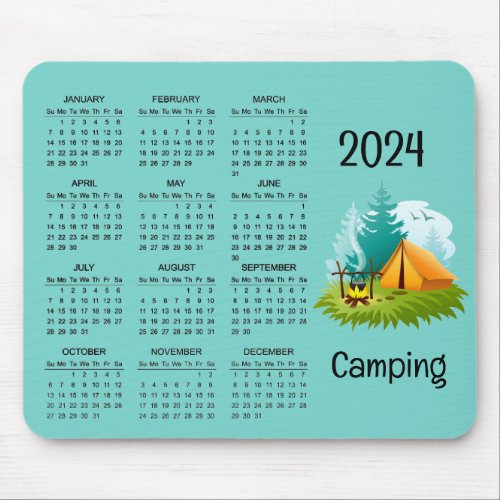 Camping Design 2024 Calendar Mouse Pad