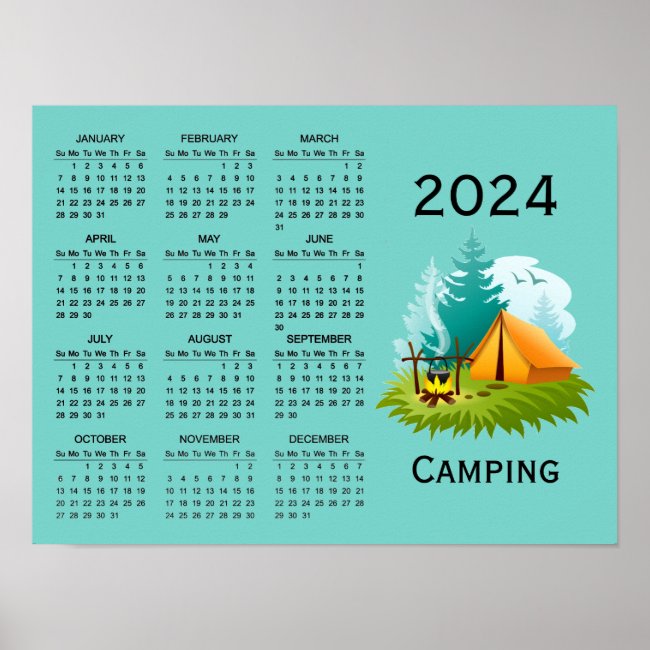 Camping Design 2024 Calendar Poster