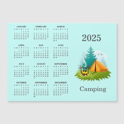 Camping Design 2025 Calendar Magnetic Card