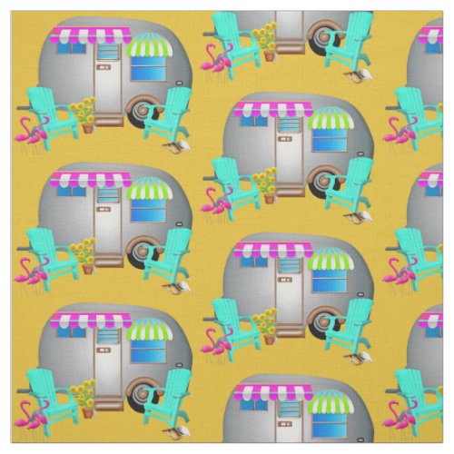 Camping Design Travel Trailer Pattern Custom Fabric