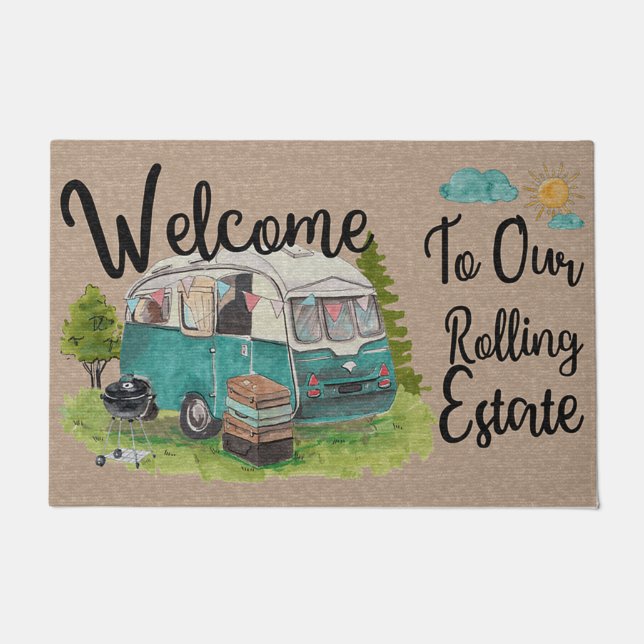 Camping Doormat Gift, Camper Housewarming Gift (Front)