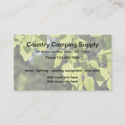 Camping Equipment And SUpplies Business Card