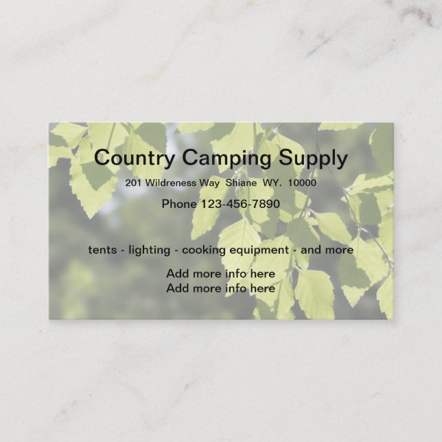 Camping Equipment And SUpplies Business Card (Front)