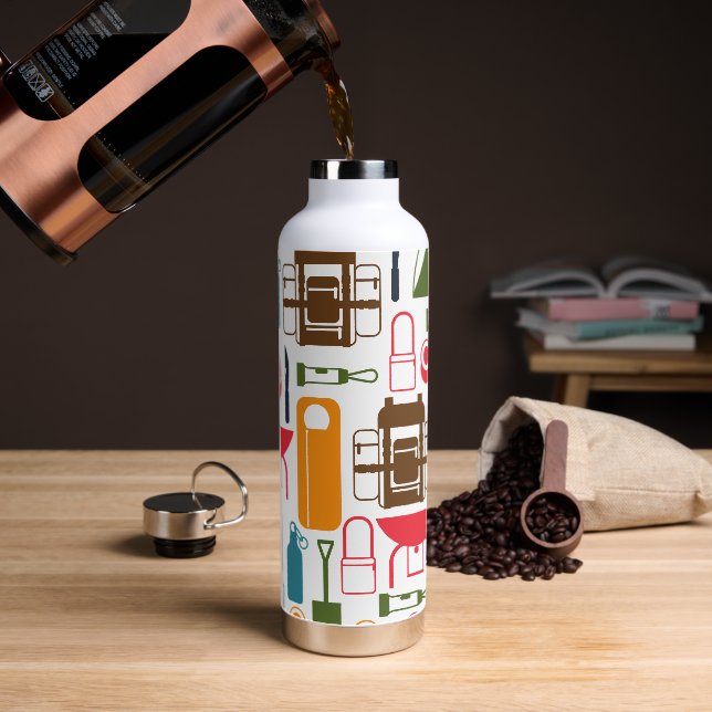 Camping essentials theme Water Bottle (Coffee)