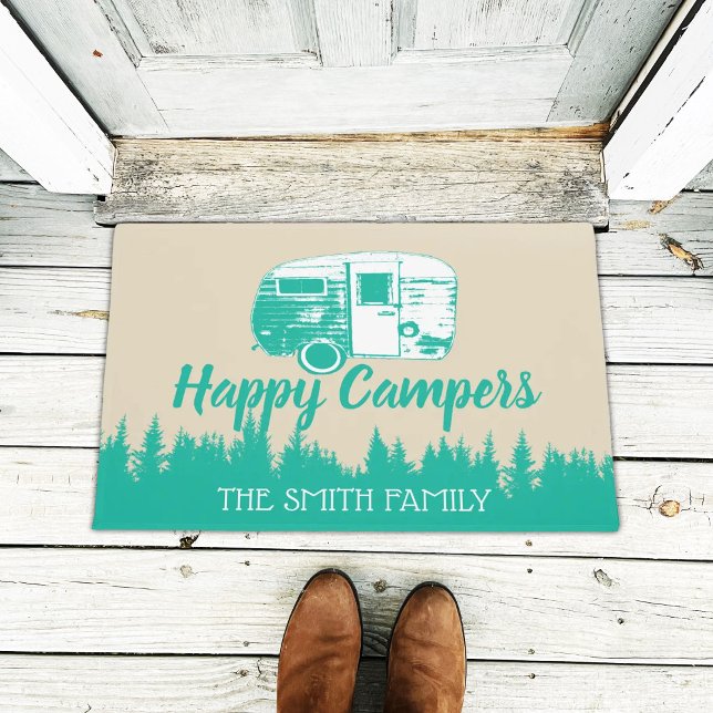 Camping Family Happy Campers Trailer & Forest Doormat (Creator Uploaded)