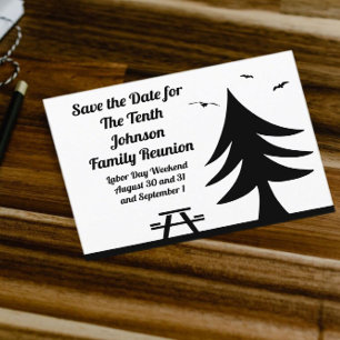 Camping Family Reunion Pine Tree Picnic Graphic Invitation Postcard