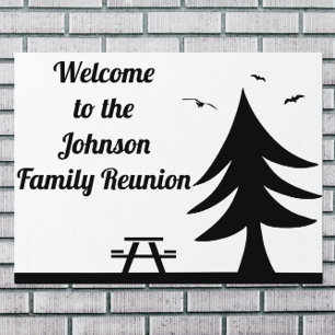 Camping Family Reunion Pine Tree Picnic Graphic Sign