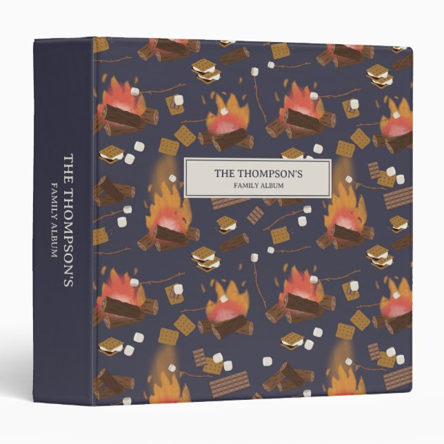 Camping Fire Outdoor Adventure & Marshmallows 3 Ring Binder (Front/Spine)