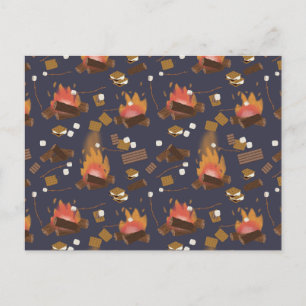 Camping Fire Outdoor Adventure & Marshmallows Holiday Postcard