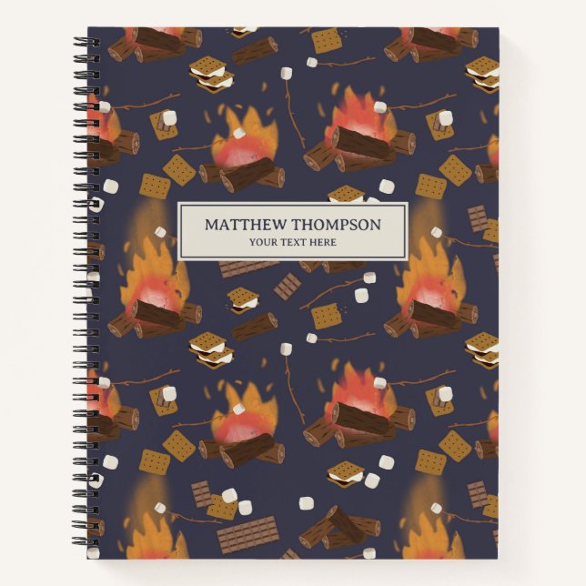 Camping Fire Outdoor Adventure & Marshmallows Notebook (Front)