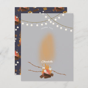 Camping Fire Outdoor Adventure & Marshmallows Thank You Card