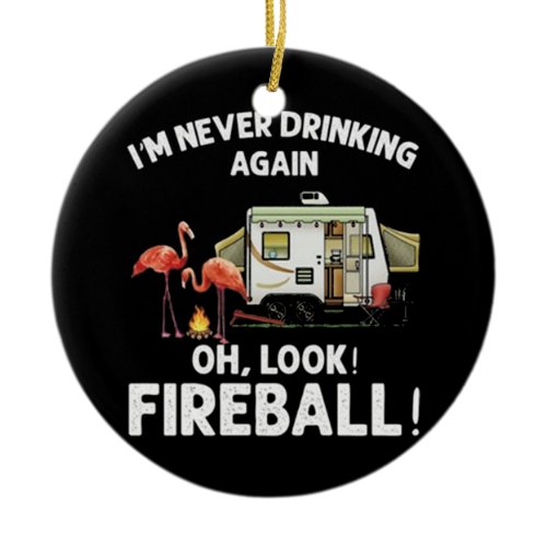 Camping Fireball Ceramic Ornament