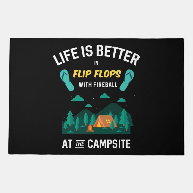 Camping - Flip Flops With Fireball Doormat (Front)