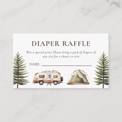 Camping Forest Watercolor Baby Shower Enclosure Card