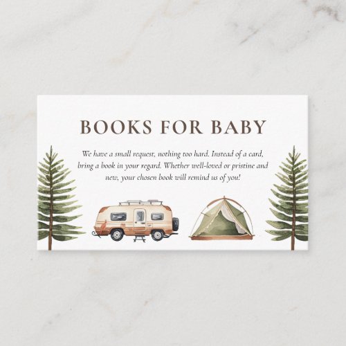 Camping Forest Watercolor Baby Shower Enclosure Card
