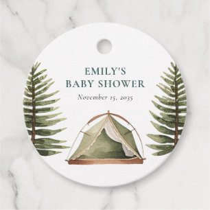 Camping Forest Watercolor Baby Shower Favor Tags