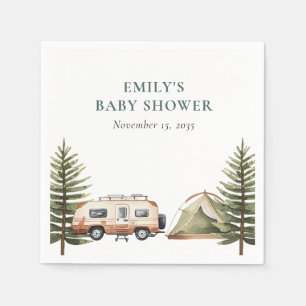 Camping Forest Watercolor Baby Shower Napkins