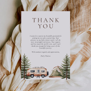 Camping Forest Watercolor Baby Shower Thank You Card