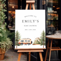 Camping Forest Watercolor Baby Shower Welcome Sign