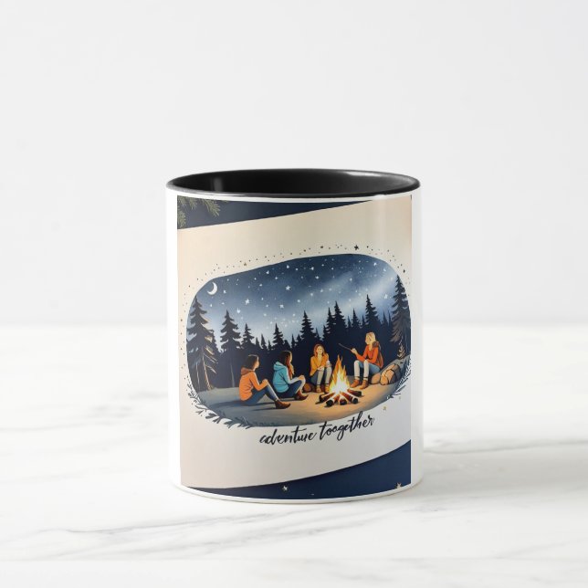 Camping Friends Under Starry Sky Mug (Center)