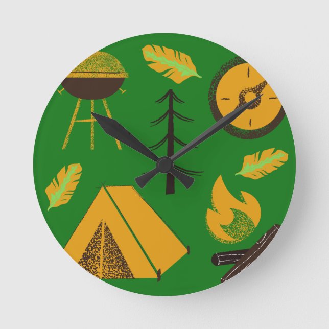 Camping Fun Activities Round Clock (Front)