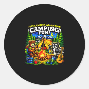 Camping fun adventure funny campfire outdoor classic round sticker