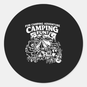 Camping fun adventure funny campfire outdoor classic round sticker