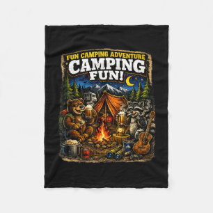 Camping fun adventure funny campfire outdoor  fleece blanket