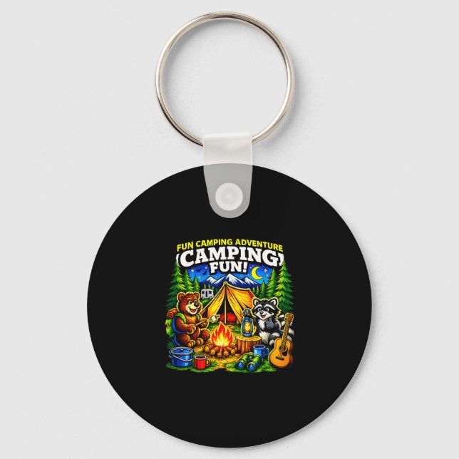 Camping fun adventure funny campfire outdoor  keychain (Front)