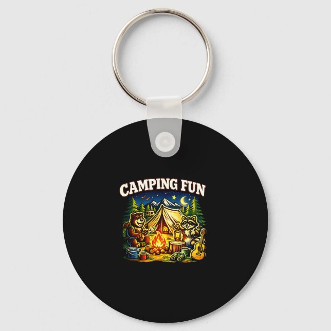 Camping fun adventure funny campfire outdoor  keychain (Front)