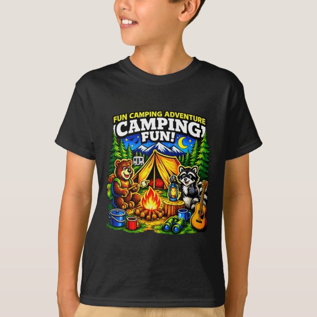 Camping fun adventure funny campfire outdoor  T-Shirt (Front)