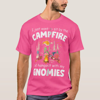 Camping Funny Gnome Hangout With My Gnomies Campfi T-Shirt