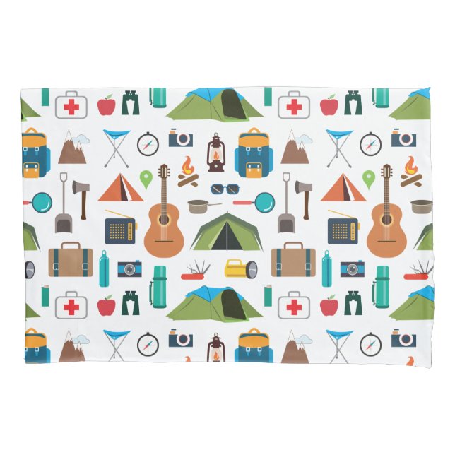 Camping Gear Icons Pillowcase (Front)