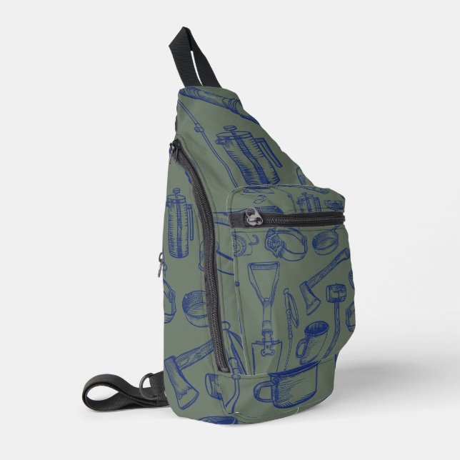 Camping Gear Print Cut Sew Bag (Left Corner)