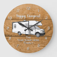 Camping Generic Class C wood design Large Clock