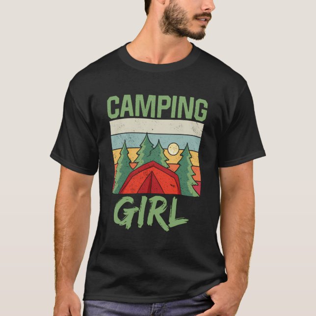 Camping Girl Campsite Camper Camp Campfire T-Shirt (Front)