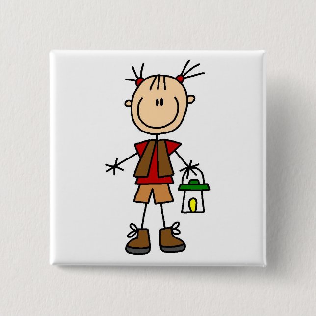 Camping Girl With Lantern Tshirts and Gifts Button (Front)