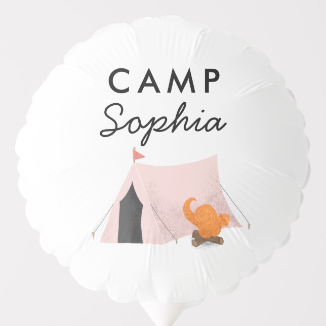 Camping Girls Birthday Party Pink Tent Balloon (Front)