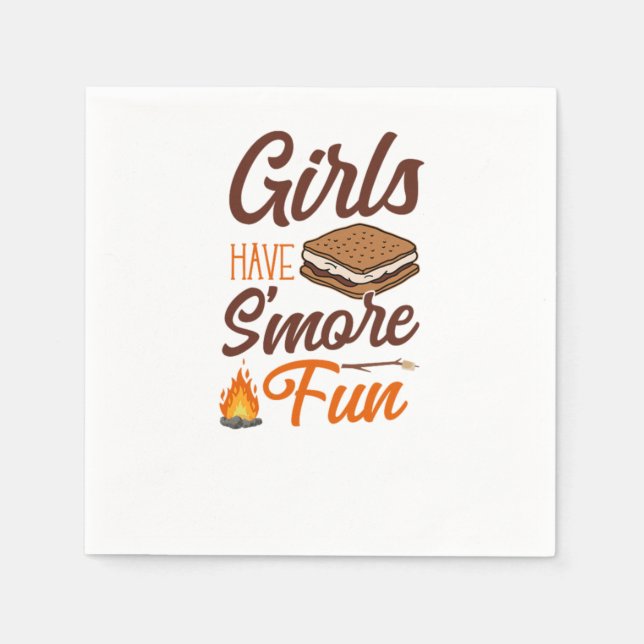 Camping Girls Have Smore Fun Campfire Marshmallow Napkins (Front)
