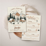 Camping Glamping Camp Earthy Bachelorette Party Invitation<br><div class="desc">A modern, elegant and chic bachelorette party weekend invitation template with a camping theme, featuring minimalist drawings of a camping scene in the mountains and other cute, hand-drawn symbols of camping things (roasted marshmallow etc.), all in a light beige, terracotta and cream color scheme. A beautiful, earthy and natural choice...</div>