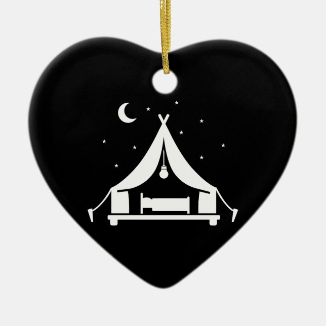 Camping glamping tent ceramic ornament (Front)