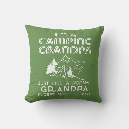 Camping Grandpa Throw Pillow
