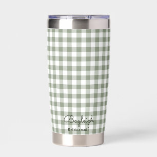 Camping Green Checkered Bridesmaid Insulated Tumbler