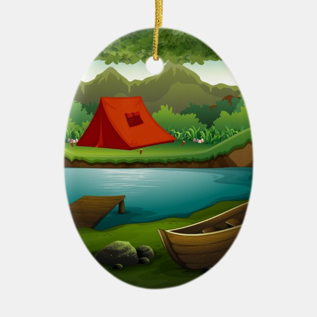 Camping ground ceramic ornament (Front)