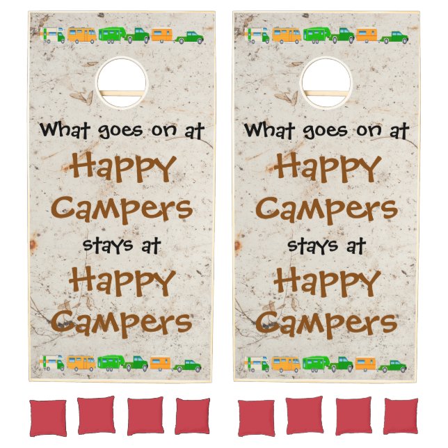 Camping Group Name and Funny Quote on Custom Cornhole Set (Set)