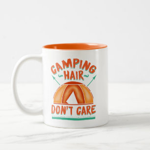 Camping Hair Don't Care Funny Adventure Two-Tone Coffee Mug