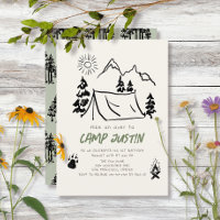 Camping Hand-drawn Tent Mountain Boy 1st Birthday