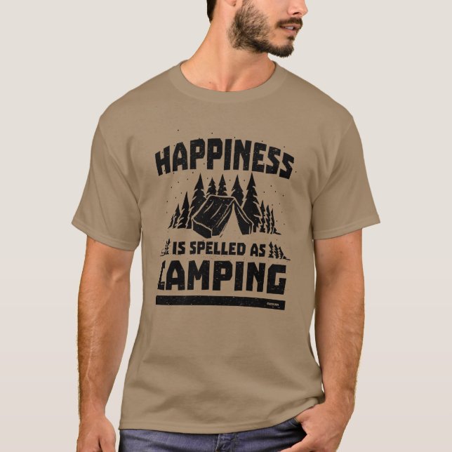 Camping happiness satisfaction funny saying retro T-Shirt (Front)